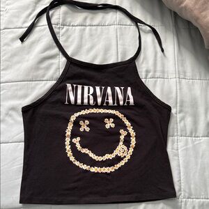 NIRVANA Black Graphic Crop Top